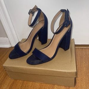 Urban Outfitters Navy Blue Barely There Sandal Heels